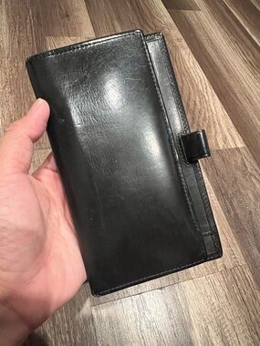 Vintage Coach Classic Black Leather Long Wallet and checkbook